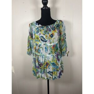 Anthropologie Maeve Frankie Off The Shoulder Blouse Xs Peasant Floral Preppy